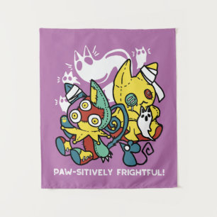 Creepy Cats Halloween Art: Paw-sitively Frightful Tapestry