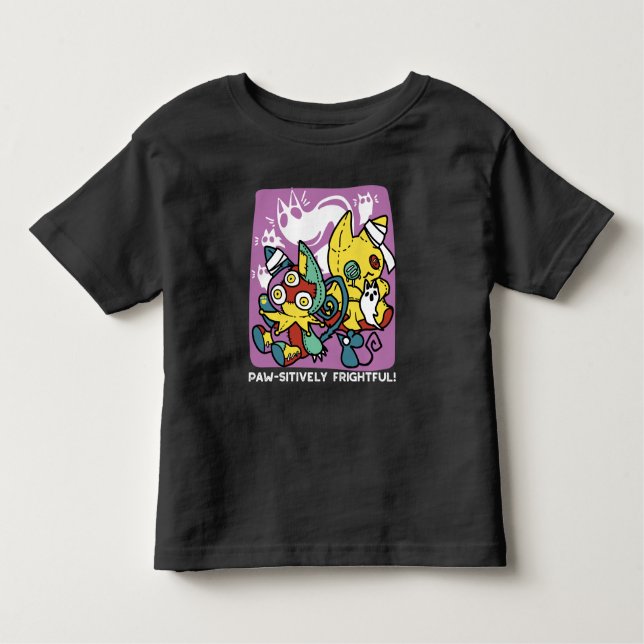 Creepy Cats Halloween Art: Paw-sitively Frightful Toddler T-Shirt (Front)