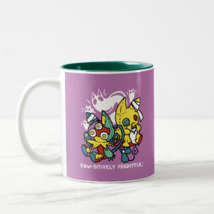 Creepy Cats Halloween Art: Paw-sitively Frightful Two-Tone Coffee Mug