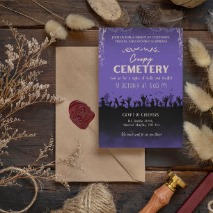 Creepy Cemetery Purple with Dusty Storm Accent Invitation