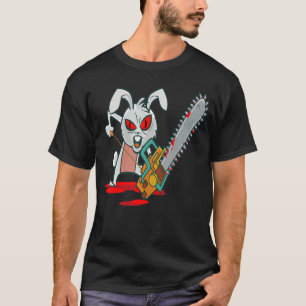 Creepy Chainsaw Bunny Goth Gothic Halloween Horror T-Shirt