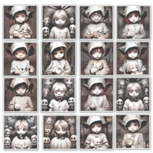 Creepy Chibi Kid Ghosts Spooky Halloween 