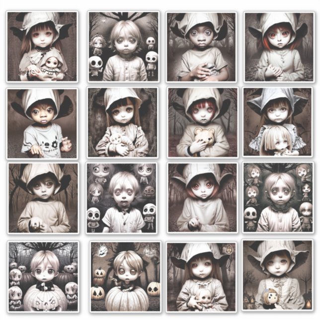 Creepy Chibi Kid Ghosts Spooky Halloween  (Front)