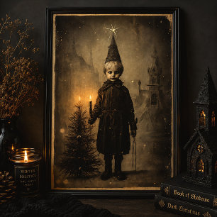 Creepy Christmas Boy Vintage Gothic Creepmas Poster