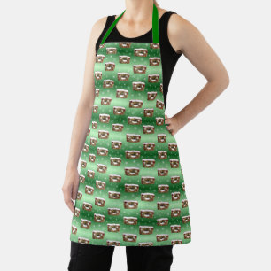 Creepy Christmas Fruitcake Pattern Green Apron