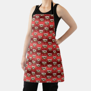 Creepy Christmas Fruitcake Pattern Red Apron