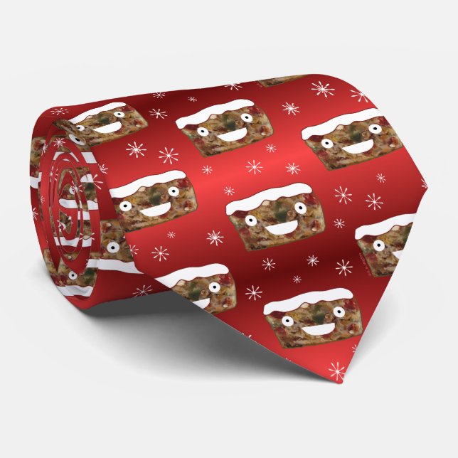 Creepy Christmas Fruitcake Pattern Red Tie (Rolled)