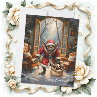 Creepy Christmas Goblin – Dark Fantasy Evil Santa  Holiday Card