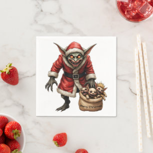 Creepy Christmas Goblin – Dark Fantasy Evil Santa  Napkin