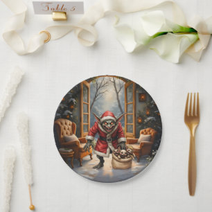 Creepy Christmas Goblin – Dark Fantasy Evil Santa Paper Plate