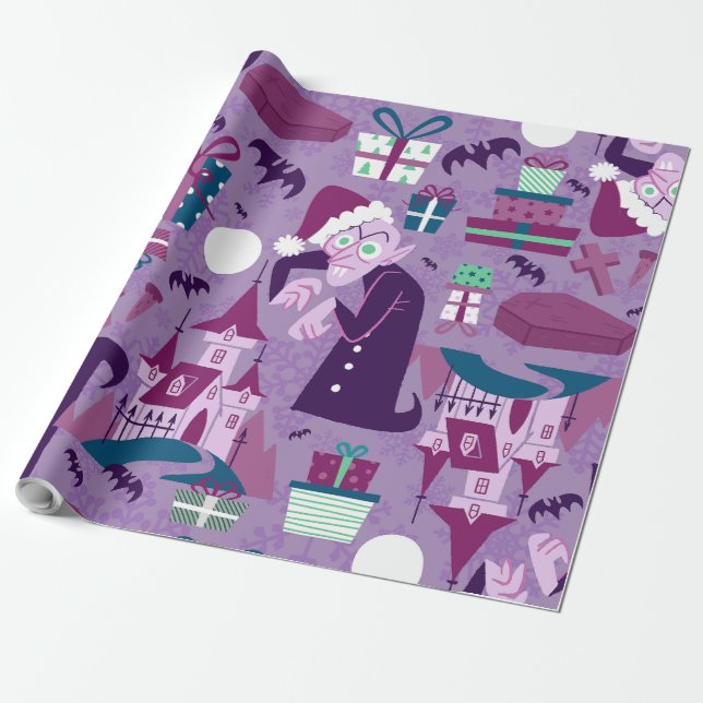 creepy christmas nosferatu santa vampire wrapping paper (Unrolled)