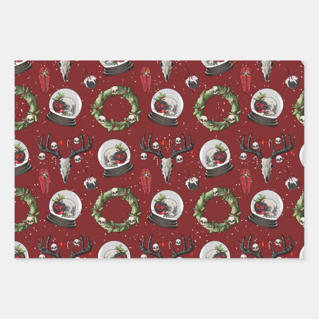 Creepy Christmas Reindeer Wrapping Paper Sheet (Front)