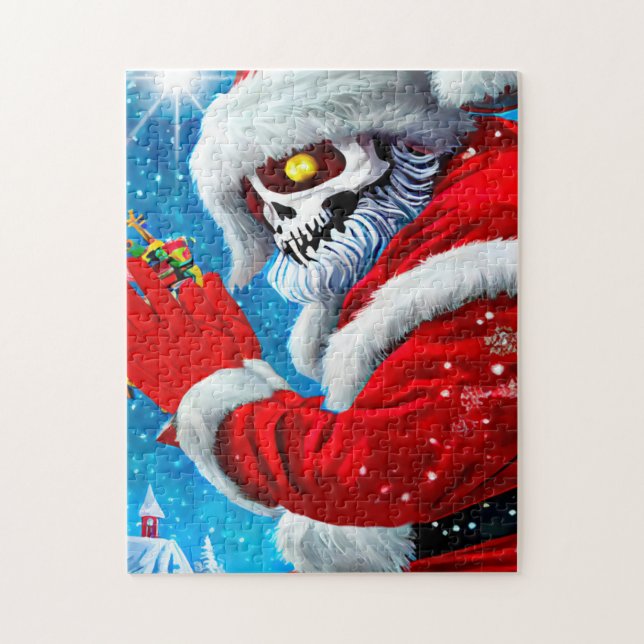 Creepy Christmas Santa Claus Skeleton Monster Art  Jigsaw Puzzle (Vertical)