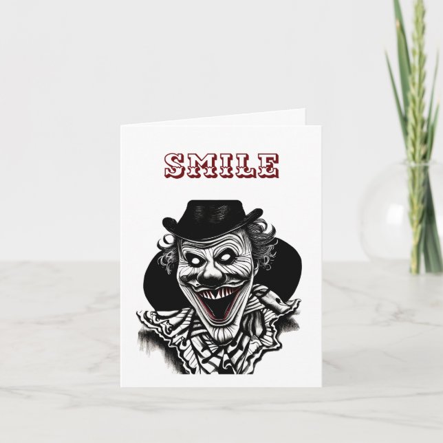 Creepy Circus Clown Halloween Birthday Card (Front)