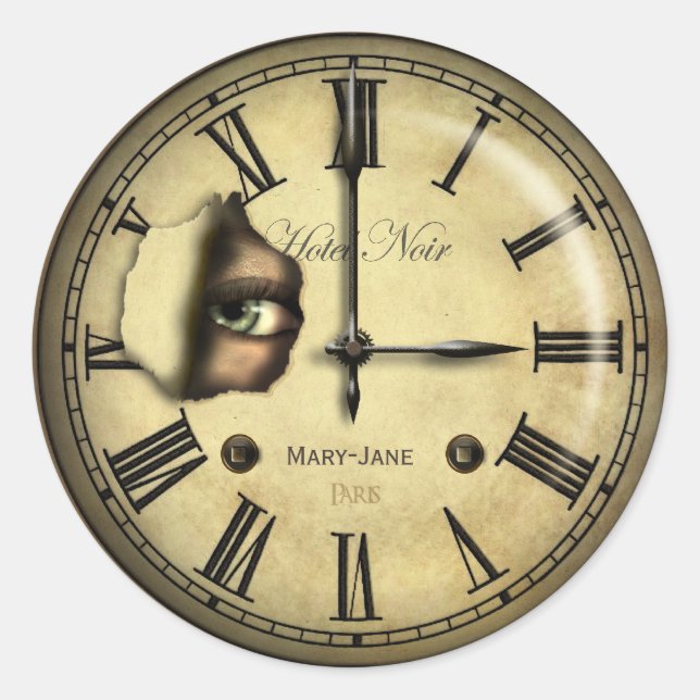 Creepy Clock Personalised Classic Round Sticker (Front)