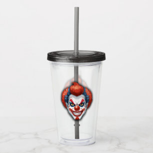 Creepy Clown Carnival Halloween Acrylic Tumbler
