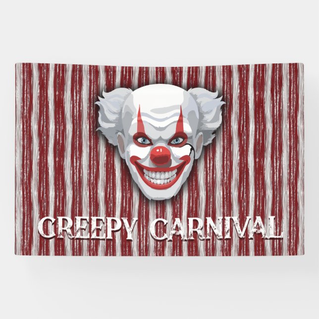 Creepy Clown Carnival Halloween Banner (Horizontal)
