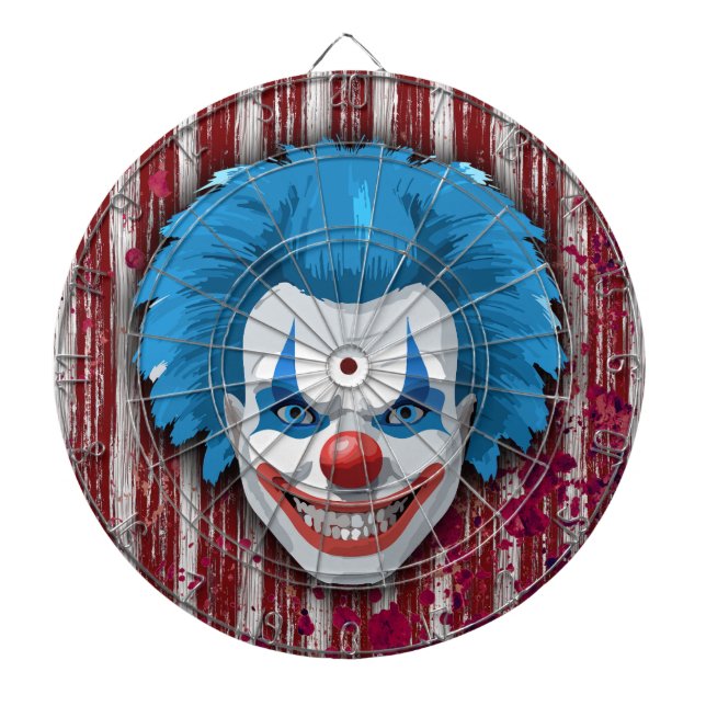 Creepy Clown Carnival Halloween Dartboard (Front)