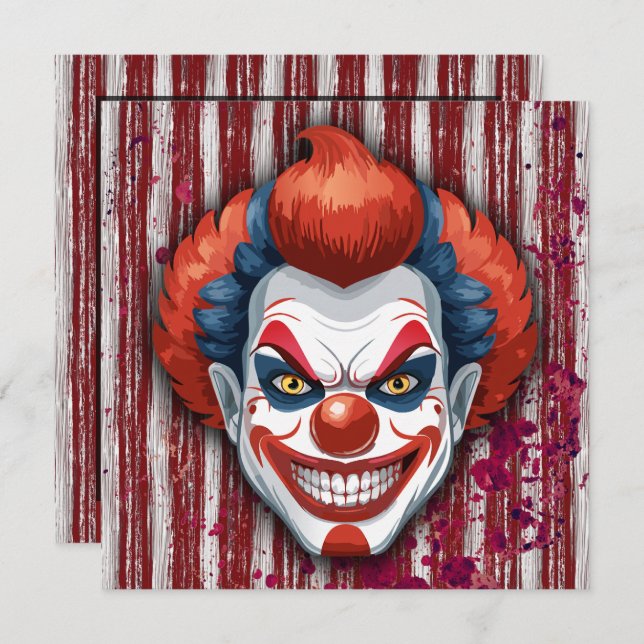Creepy Clown Carnival Halloween Invitation (Front/Back)