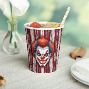 Creepy Clown Carnival Halloween Paper Cups