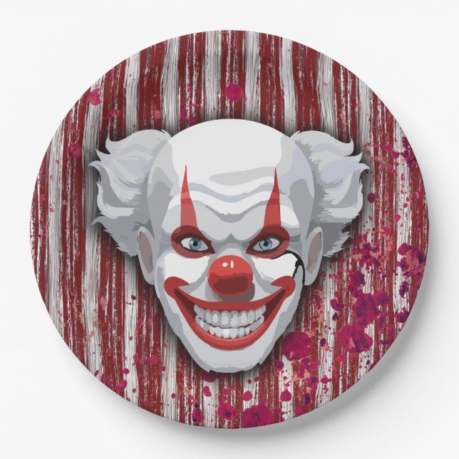 Creepy Clown Carnival Halloween Paper Plate (Front)