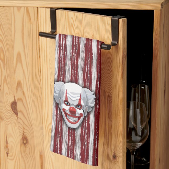 Creepy Clown Carnival Halloween Tea Towel (Thirds Fold)