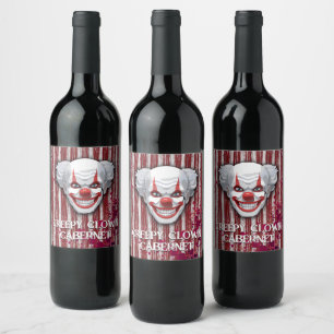 Creepy Clown Carnival Halloween Wine Label