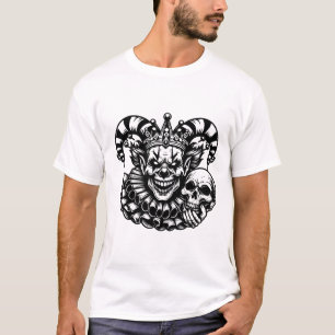 Creepy Clown - Evil Jester with Skull T-Shirt