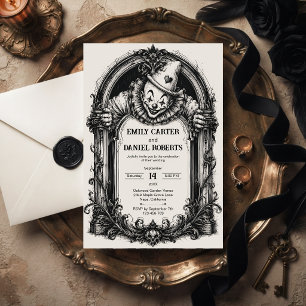 Creepy Clown Gothic Wedding Invitation