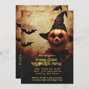 Creepy clown Halloween Bash Invitation