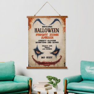 Creepy Clown Halloween Costume Party Spooky Hanging Tapestry