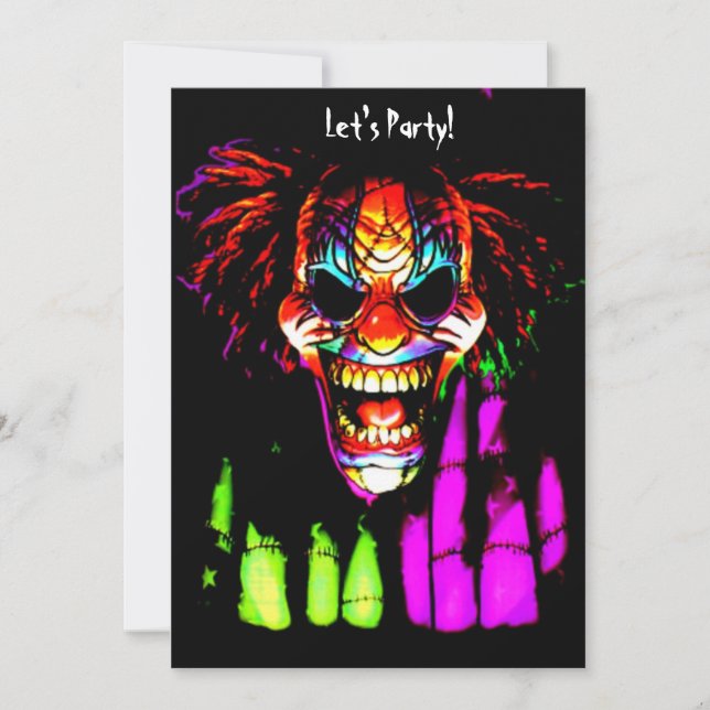 Creepy Clown Halloween Invitations (Front)