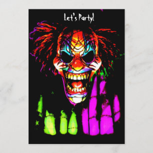 Creepy Clown Halloween Invitations