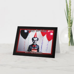 Creepy Clown - Happy Birthday on Halloween Card