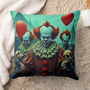 Creepy Clown Horror Scene Design Cushion