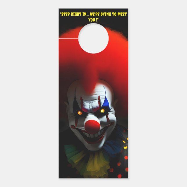 Creepy Clown Phobia Scary Gag Custom  Door Hanger (Front)