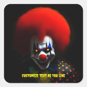 Creepy Clown Phobia Scary Gag Custom Square Sticker
