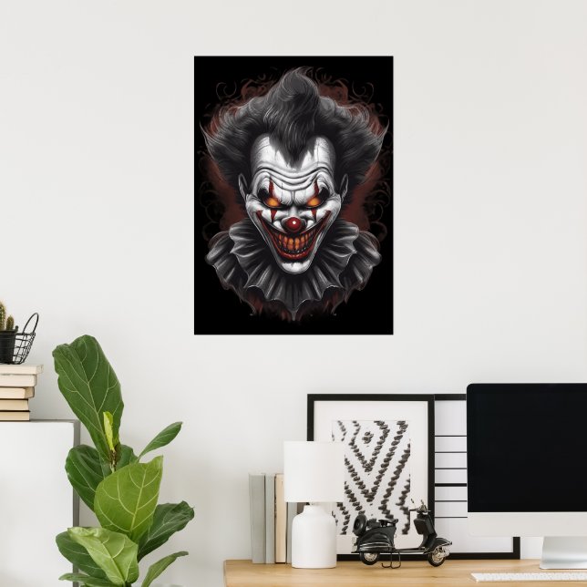 Creepy Clown Scary Poster Wall Decor (Home Office)