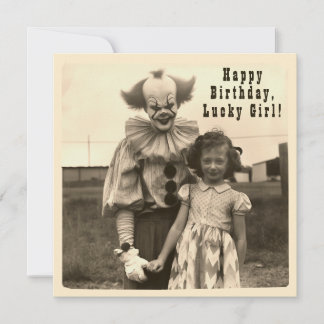 Creepy Clown Vintage Birthday Photo Holiday Card