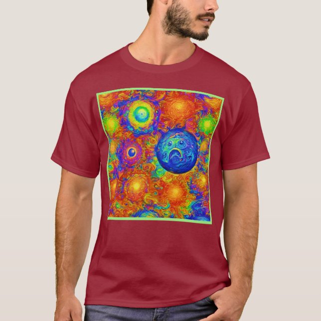Creepy Colourful Sad Planets T-Shirt (Front)