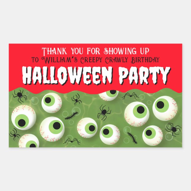 Creepy crawly Halloween Witches brew Party Rectangular Sticker (Front)