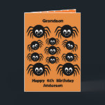 Creepy Crawly Spiders Grandson Birthday Halloween Card<br><div class="desc">A personalised spider grandson birthday Halloween card featuring a bunch of creepy crawly spiders. You can easily personalise the front of this spider halloween birthday grandson card with their age and name. Inside reads a spooktacular message, which you can keep or edit if wanted. The back of the kid's birthday...</div>