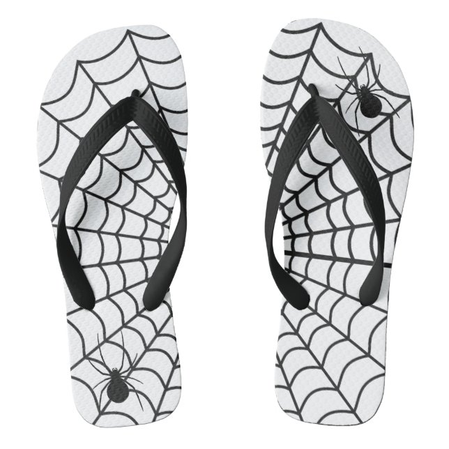 Creepy Crawly Spiders Lurking in Spider Web Thongs (Footbed)