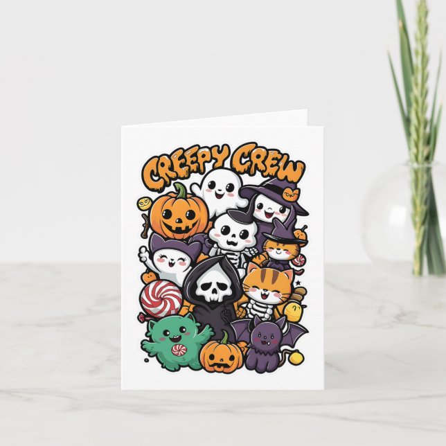 Creepy Crew For Kids And Adults Funny Halloween Ou Card (Front)