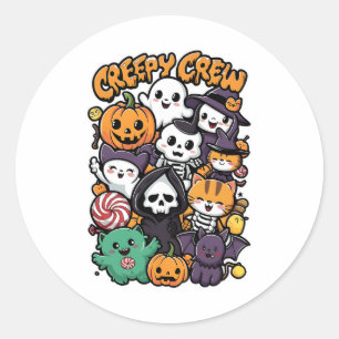 Creepy Crew For Kids And Adults Funny Halloween Ou Classic Round Sticker