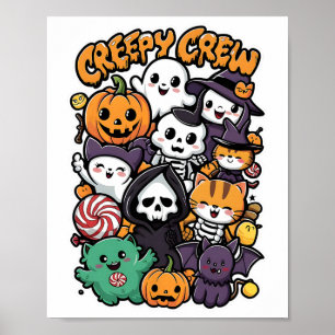 Creepy Crew For Kids And Adults Funny Halloween Ou Poster
