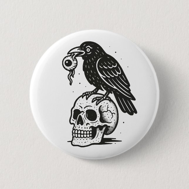 Creepy Crow 6 Cm Round Badge (Front)