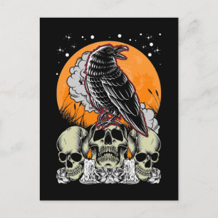 Creepy Crow Gothic Moon Witchy Bird Postcard