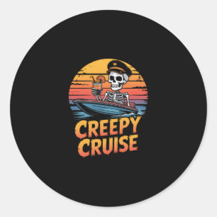 Creepy Cruise Retro Stingray Halloween Vacation Classic Round Sticker