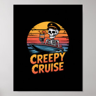 Creepy Cruise Retro Stingray Halloween Vacation Poster